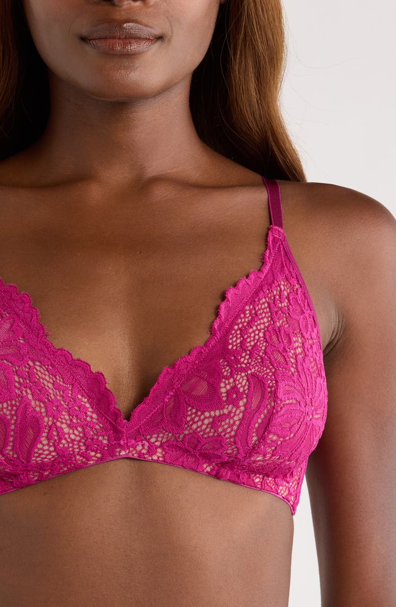 KILO BRAVA Floral Lace Triangle Bralette, Alternate, color, Boysenberry