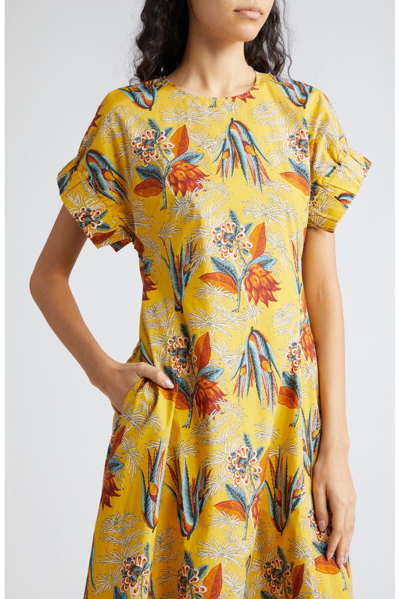 Devon Floral Cotton Midi Dress, Alternate, color, MARIGOLD