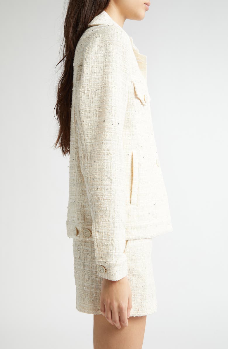 Eleventy Sequin Tweed Crop Trucker Jacket, Alternate, color, 