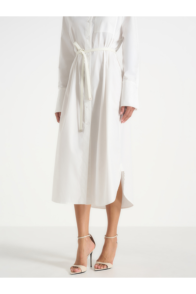 Isa Belted Cotton Midi Shirt Dress, Alternate, color, White