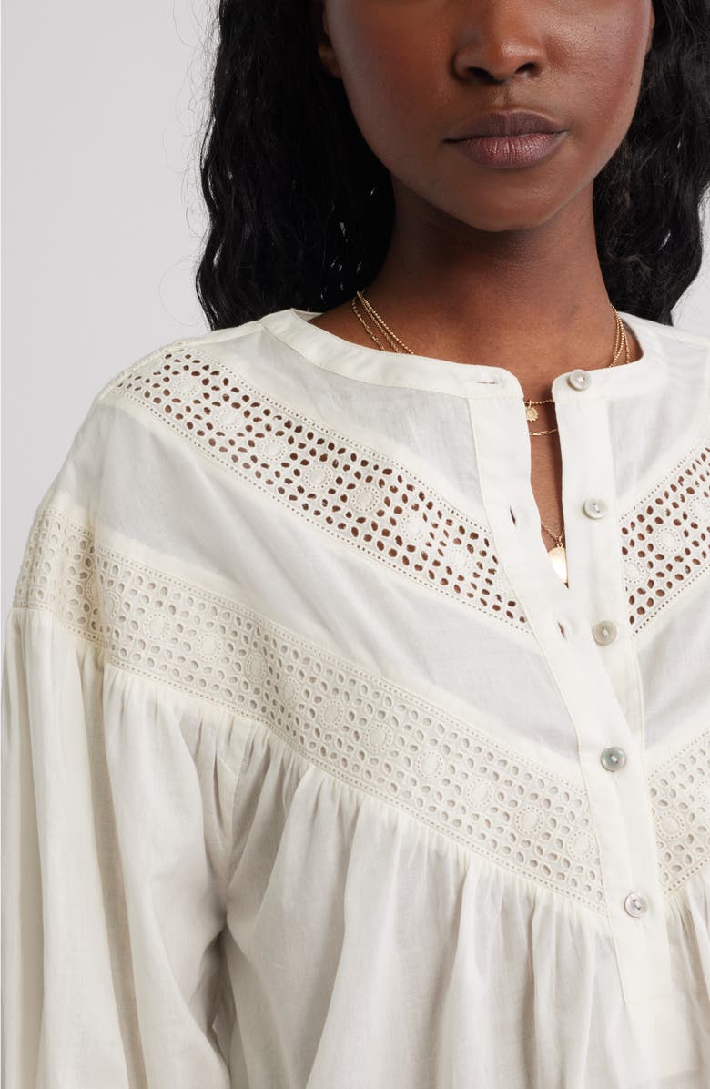 Treasure & Bond Lace Inset Woven Shirt, Alternate, color, Ivory Egret