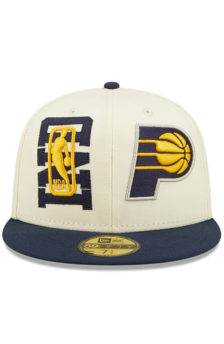 New Era Men's New Era Cream/Navy Indiana Pacers 2022 NBA Draft 59FIFTY Fitted Hat, Alternate, color, 