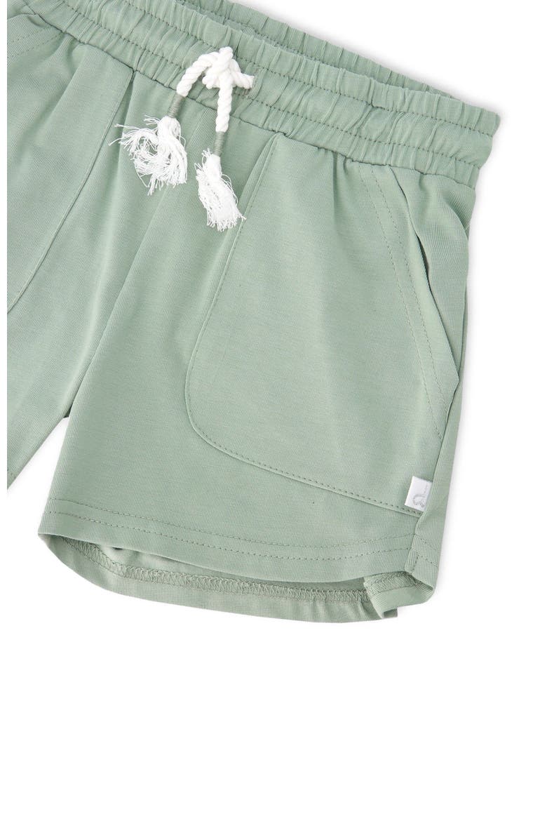 Organic Cotton Elastic Drawstring Jersey Shorts, Alternate, color, Sage Green