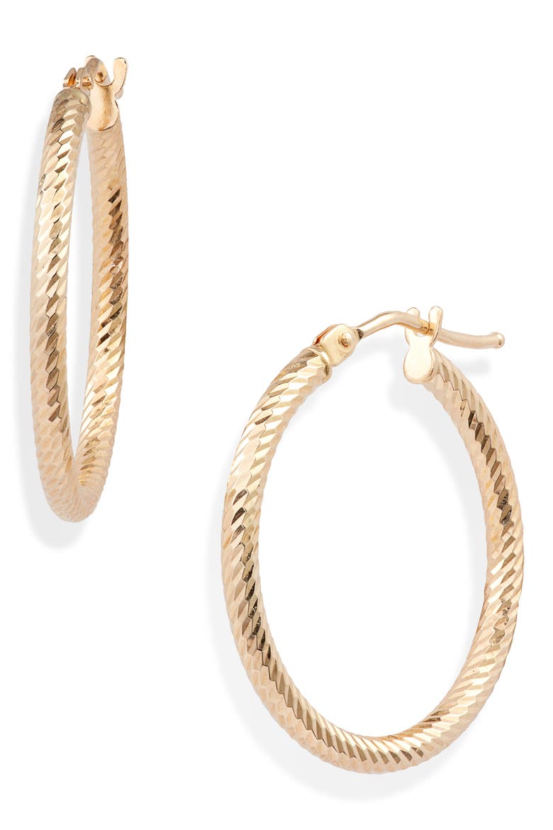 14K Gold Twisted Rope Hoop Earrings, Main, color, 14K YELLOW GOLD