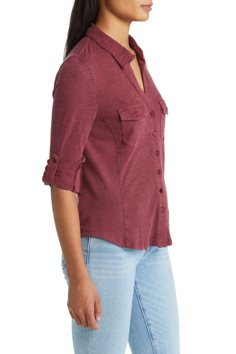 Roll Tab Knit Shirt, Alternate, color, BURGUNDY