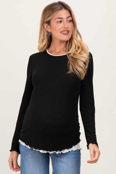 Ribbed Long Sleeve Twofer Top
