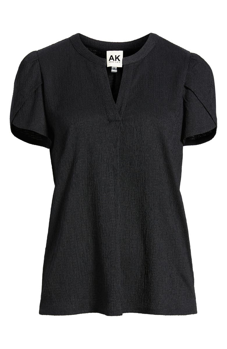 AK ANNE KLEIN Tulip Sleeve Ridge Knit Top, Alternate, color, Anne Black