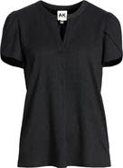 AK ANNE KLEIN Tulip Sleeve Ridge Knit Top