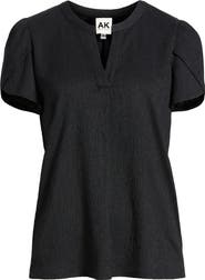 AK ANNE KLEIN Tulip Sleeve Ridge Knit Top