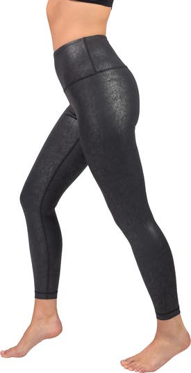Faux Cracked Leather High Rise Ankle Leggings