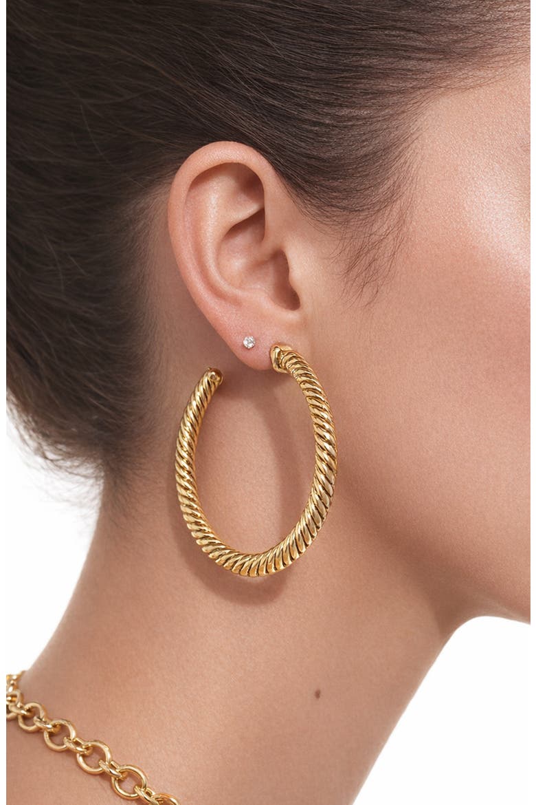 The Kaia Twist Hoop Earrings, Alternate, color, GOLD