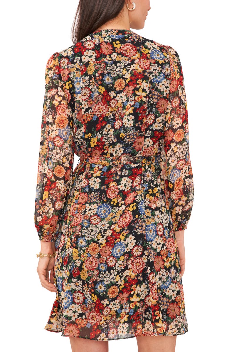 Chaus Floral Print Tie Waist Long Sleeve Dress, Alternate, color, 