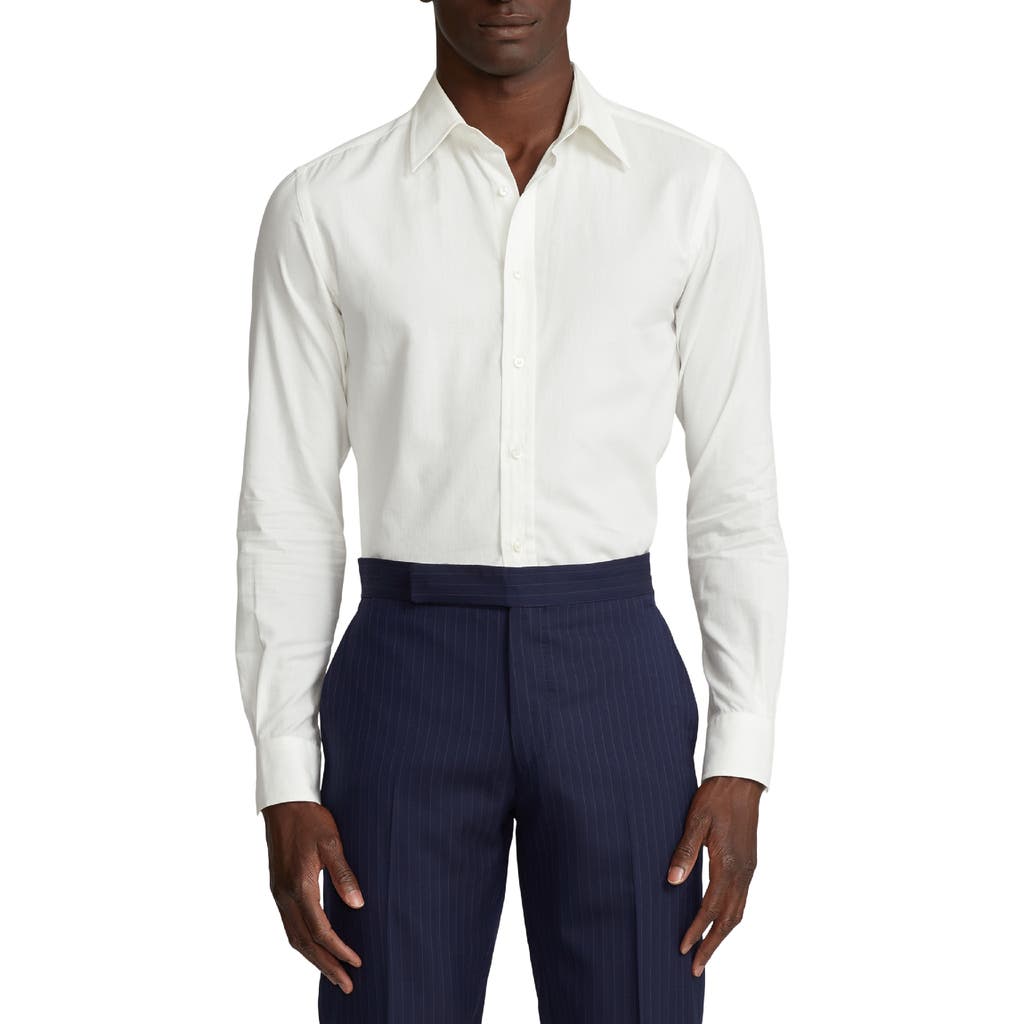 Ralph Lauren Purple Label Aston Cotton Poplin Button-Up Shirt in White  product