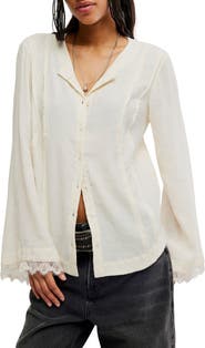 Free People Donni Lace Trim Top