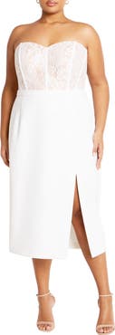 City Chic Perfect Date Mixed Media Strapless Dress