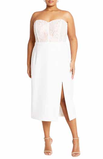 City Chic Perfect Date Mixed Media Strapless Dress