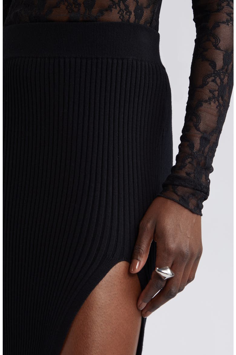 Rib Sweater Skirt, Alternate, color, BLACK