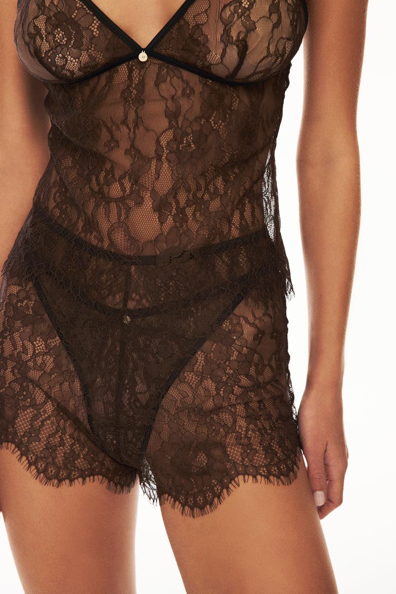 Rue Tulle Camisole Set, Alternate, color, Brown