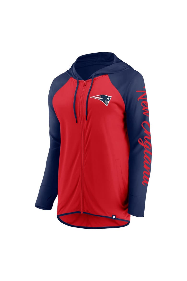Women's Fanatics Red/Navy New England Patriots Script Full-Zip Hoodie, Alternate, color, Red