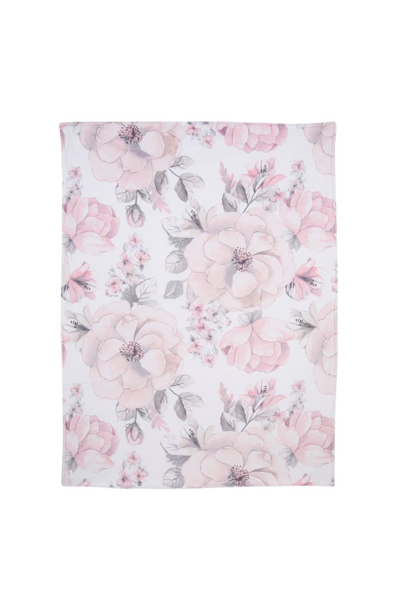 Lambs & Ivy Botanical Baby Watercolor Floral Fleece Baby Blanket, Alternate, color, Pink