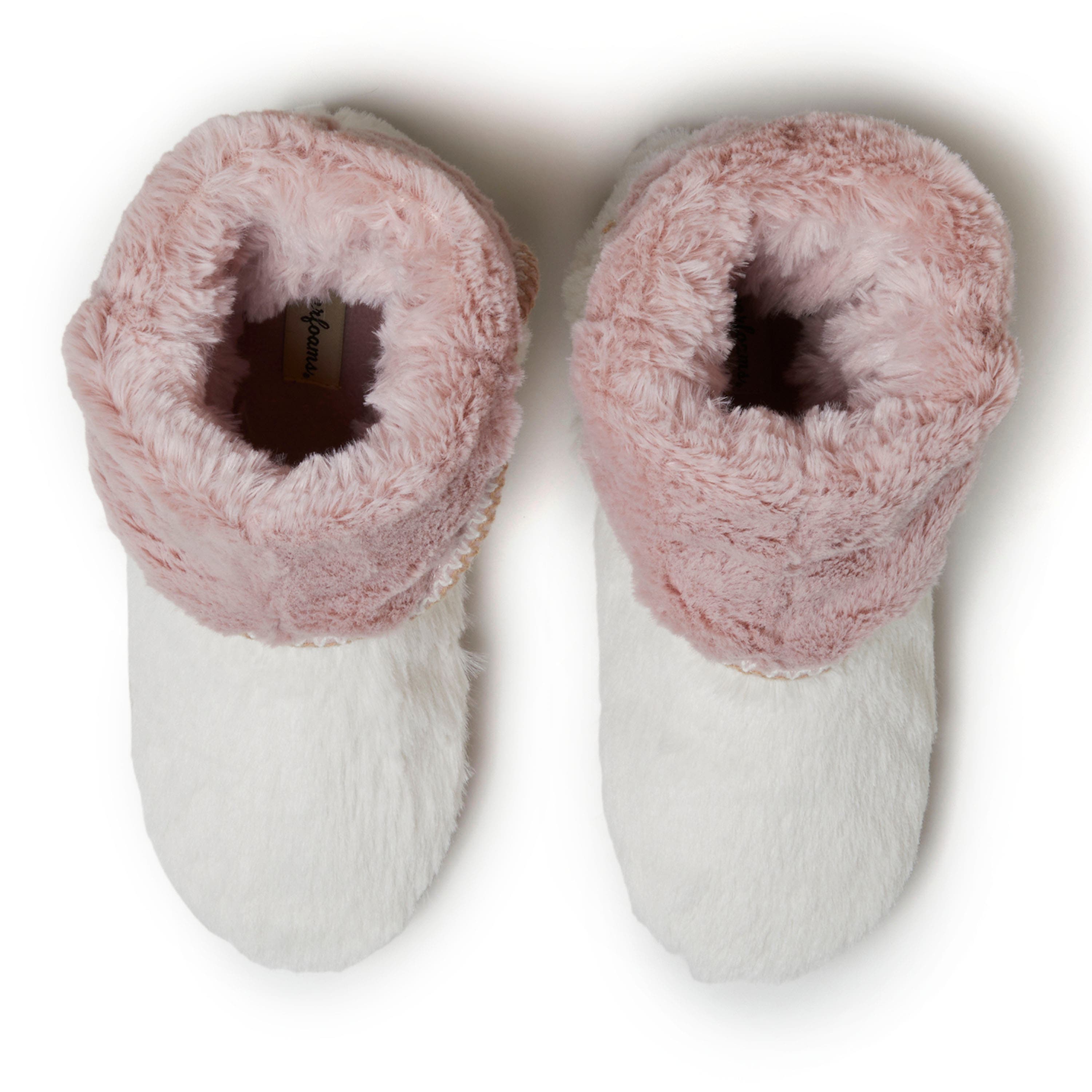 Beth Faux Fur Fold Down Fuzzy Bootie Slipper, Alternate, color, Muslin