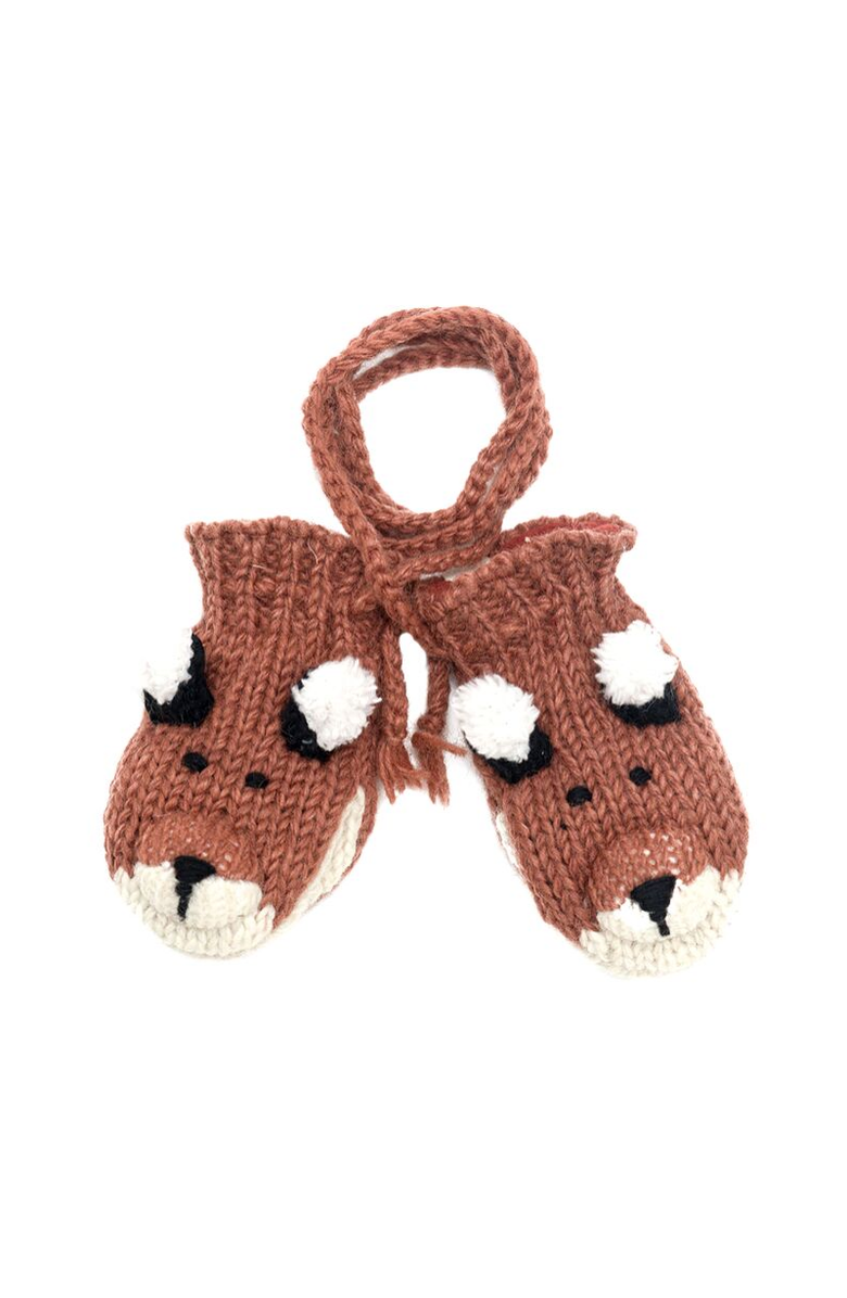Nirvanna Designs Fox Mittens, Main, color, Brown
