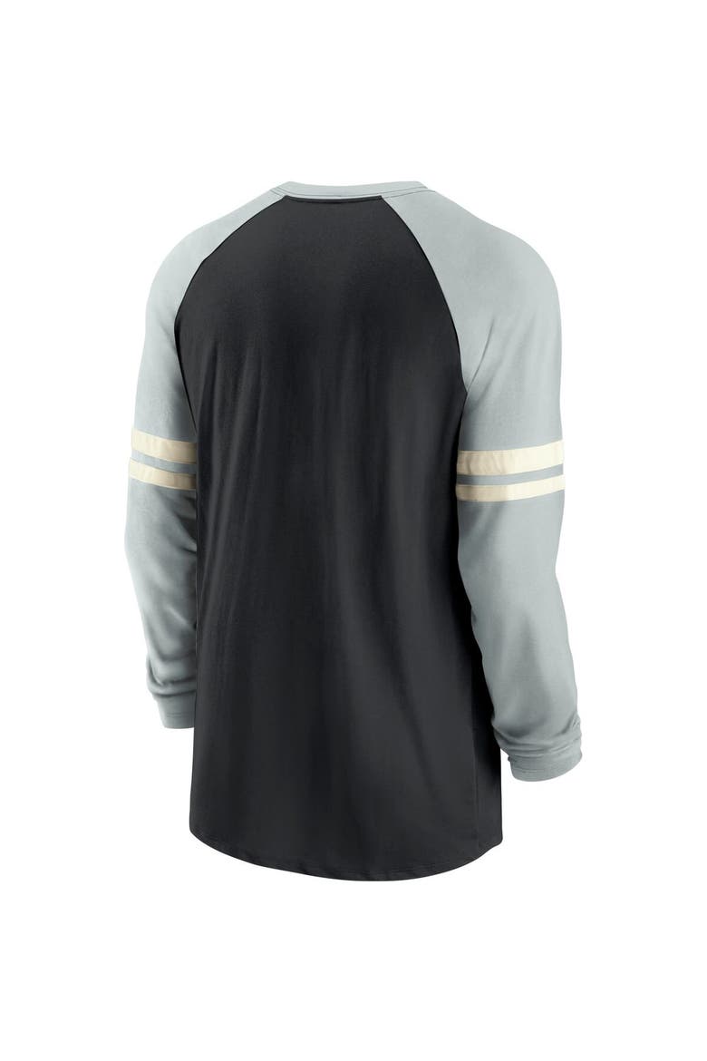 Men's Nike Black/Silver Las Vegas Raiders Throwback Raglan Long Sleeve T-Shirt, Alternate, color, Black