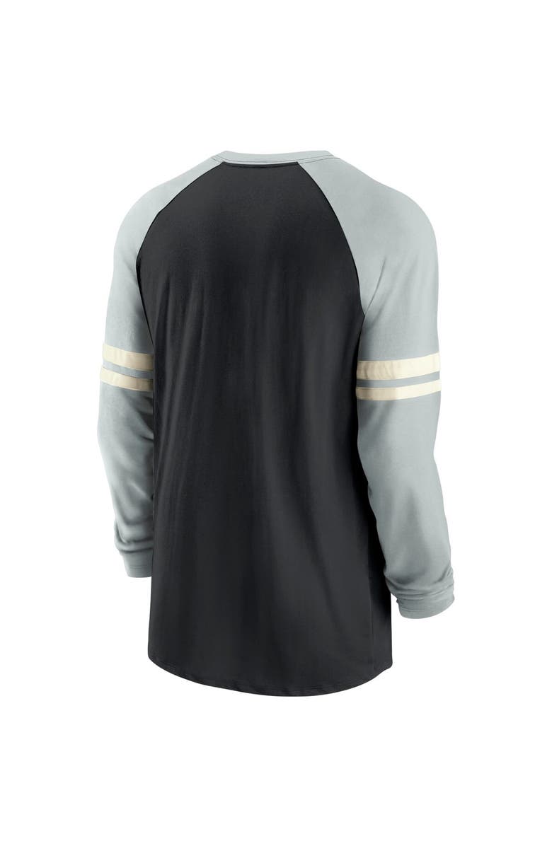 Nike Men's Nike Black/Silver Las Vegas Raiders Throwback Raglan Long Sleeve T-Shirt, Alternate, color, Black