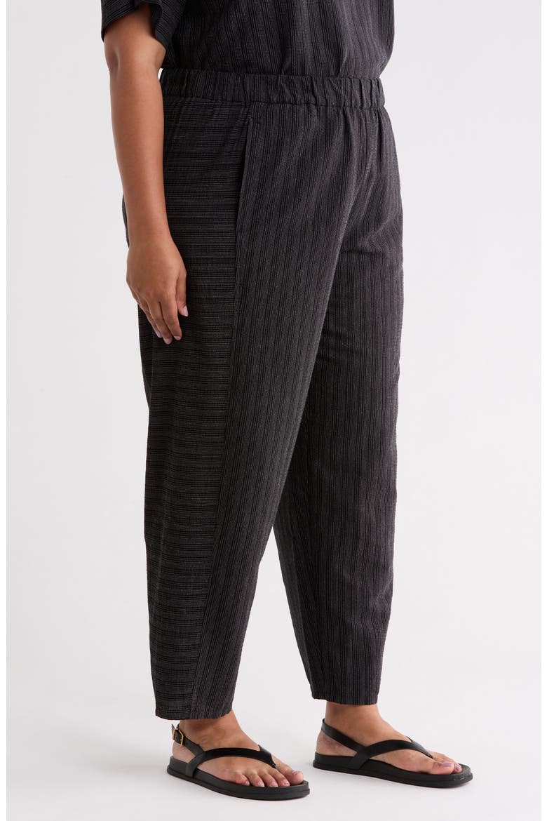 Pinstripe Lantern Ankle Pants, Alternate, color, BLACK/ WHITE