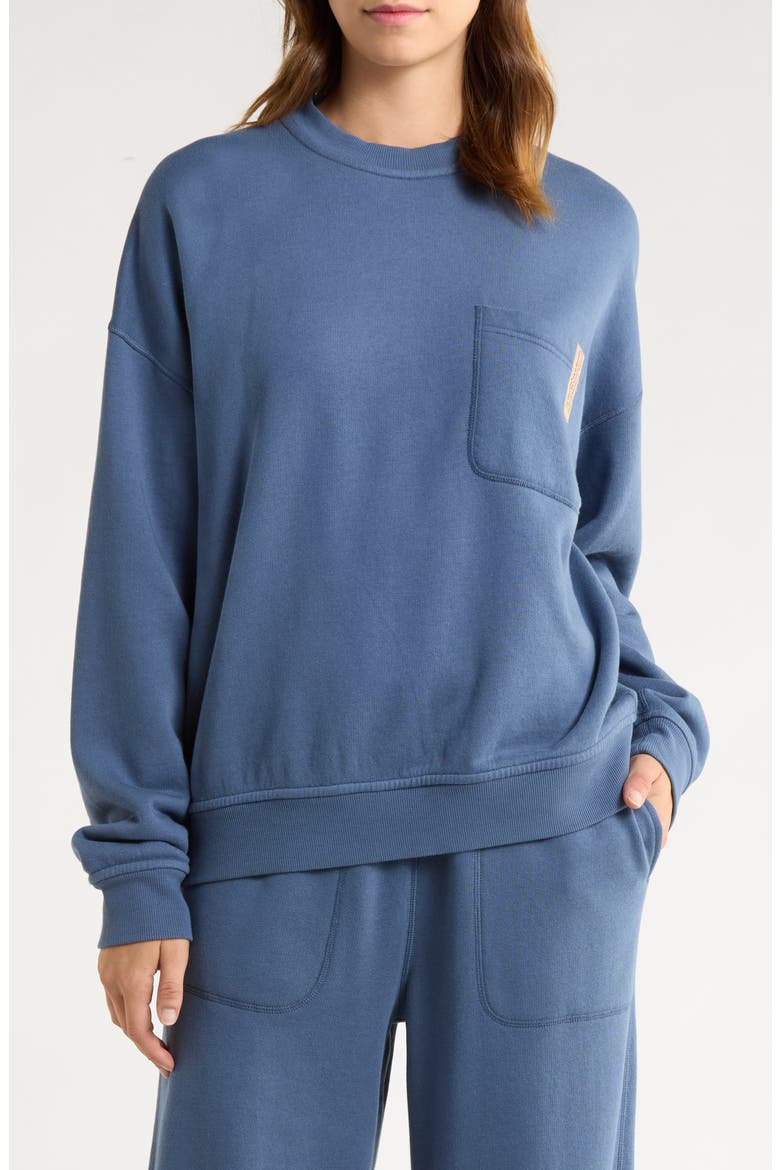 Silksweats Cotton & Silk Blend Pajama Sweatshirt, Main, color, TIDEWORN BLUE