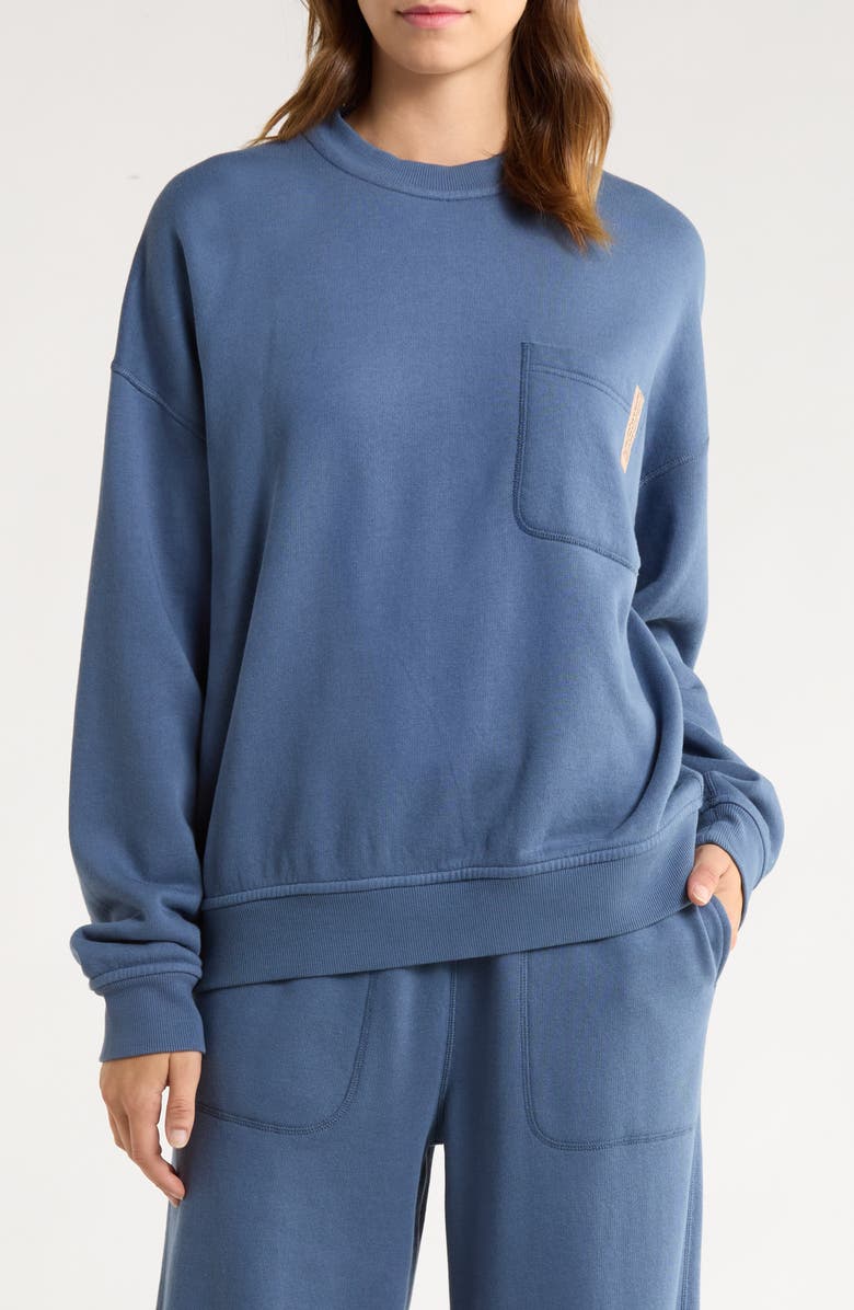 Lunya Silksweats Cotton & Silk Blend Pajama Sweatshirt, Main, color, Tideworn Blue