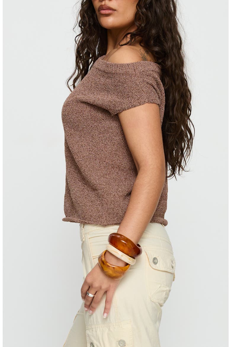 Ashfield Off the Shoulder Sweater, Alternate, color, BROWN
