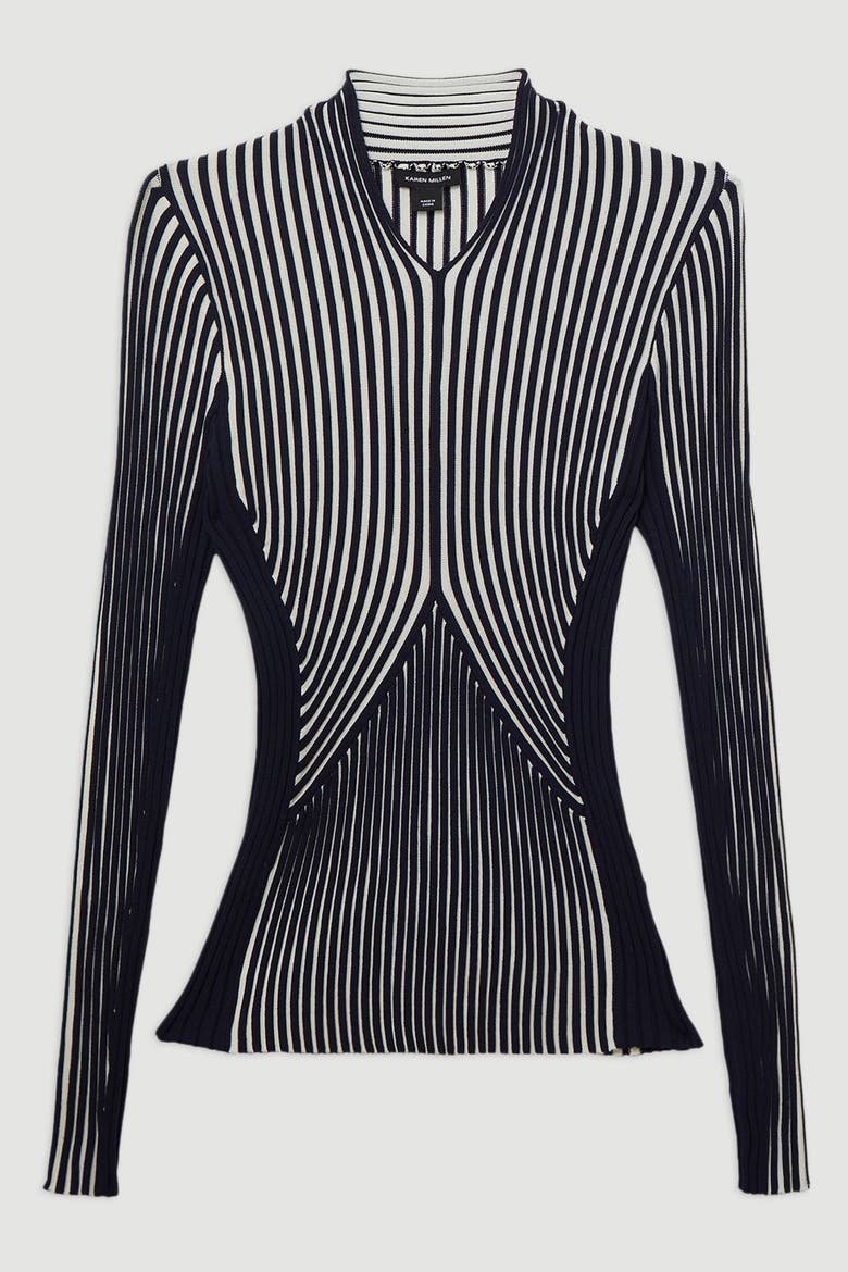Petite Sculpted Knitted Top, Alternate, color, Navy