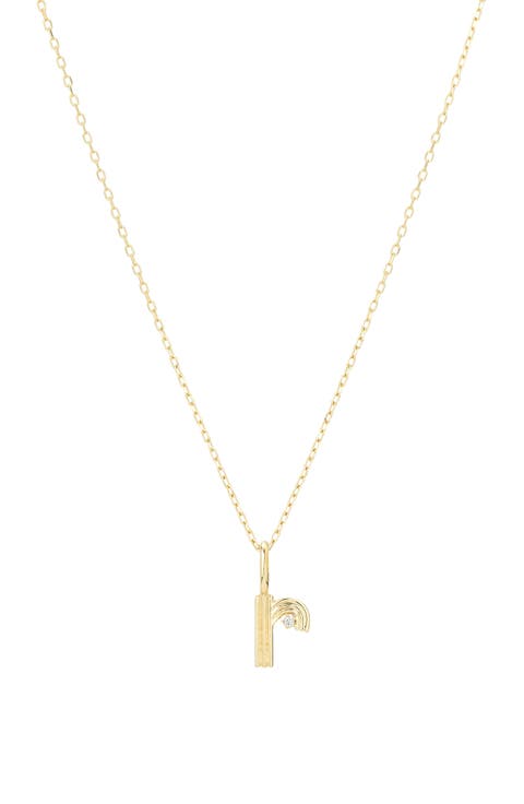 Groovy Diamond Initial Mini Charm Necklace