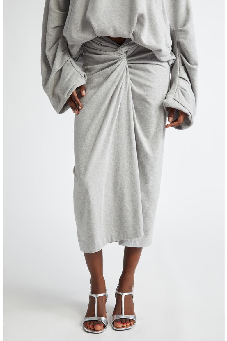 Herchive Knotted Cotton Jersey Midi Skirt, Main, color, GREY MELANGE