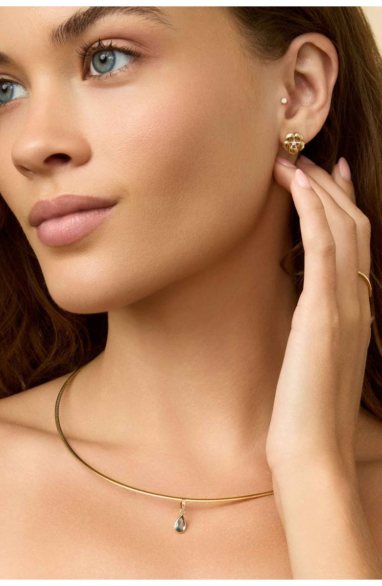 Oradina 14K Yellow Gold Vivid Pear Pendant Charm, Alternate, color, White Gold, Peridot