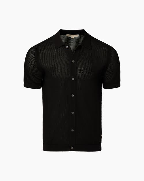 Onia Crochet Knit Button Up Shirt In Black