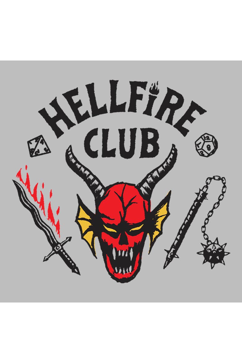 Netflix Men's Welcome to the Hellfire Club Short Sleeve Graphic T-Shirt, Alternate, color, Sport Grey
