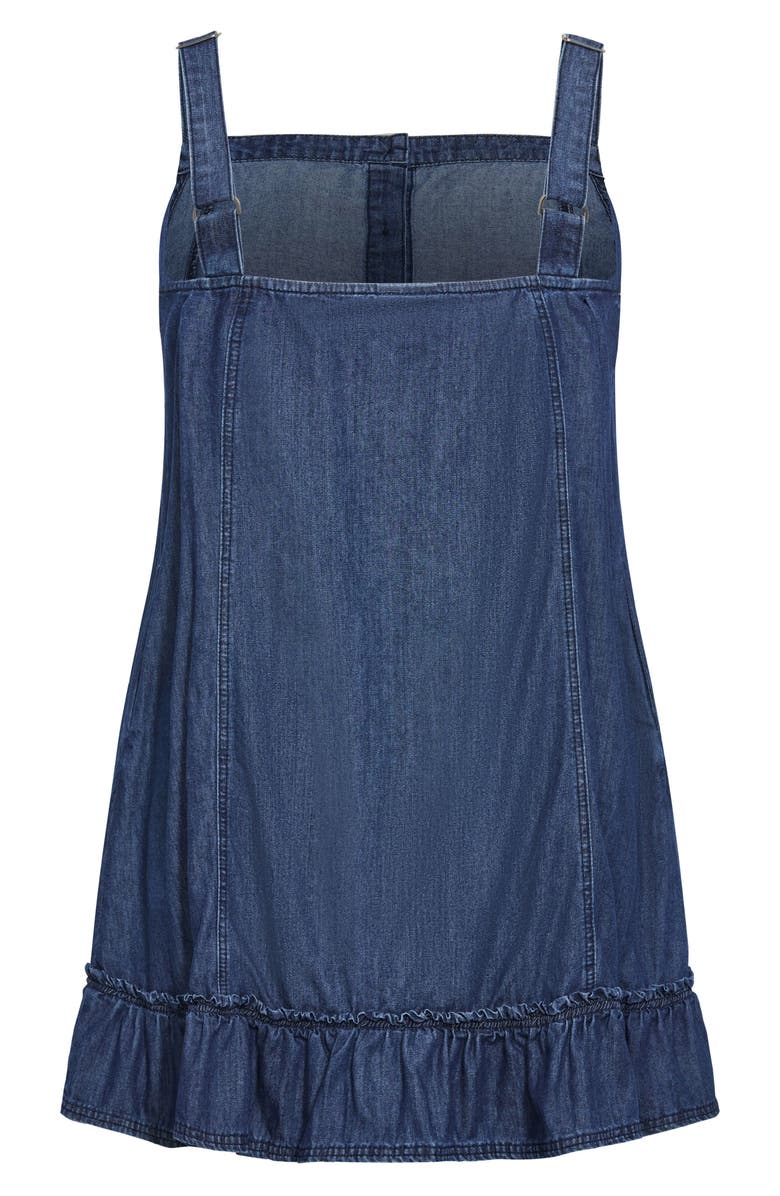 City Chic Island Denim Button Front Dress, Alternate, color, Mid Denim