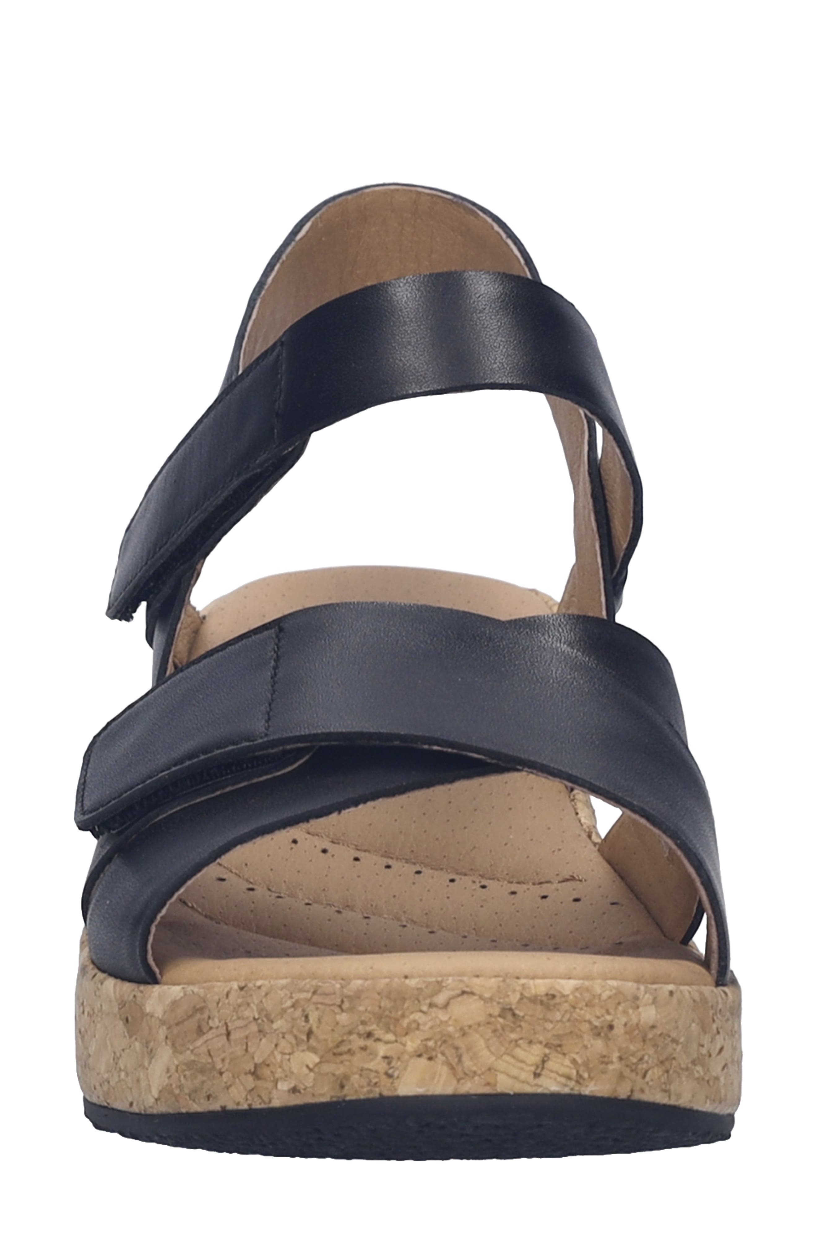 Josef Seibel Evita 03 Slingback Platform Wedge Sandal, Alternate, color, Black Leather