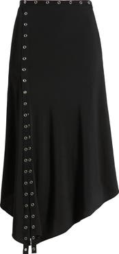 Mistress Rocks Grommet Asymmetric Midi Skirt