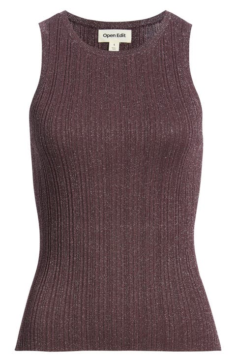 Metallic Ribbed Sweater Tank