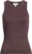 Open Edit Metallic Ribbed Sweater Tank