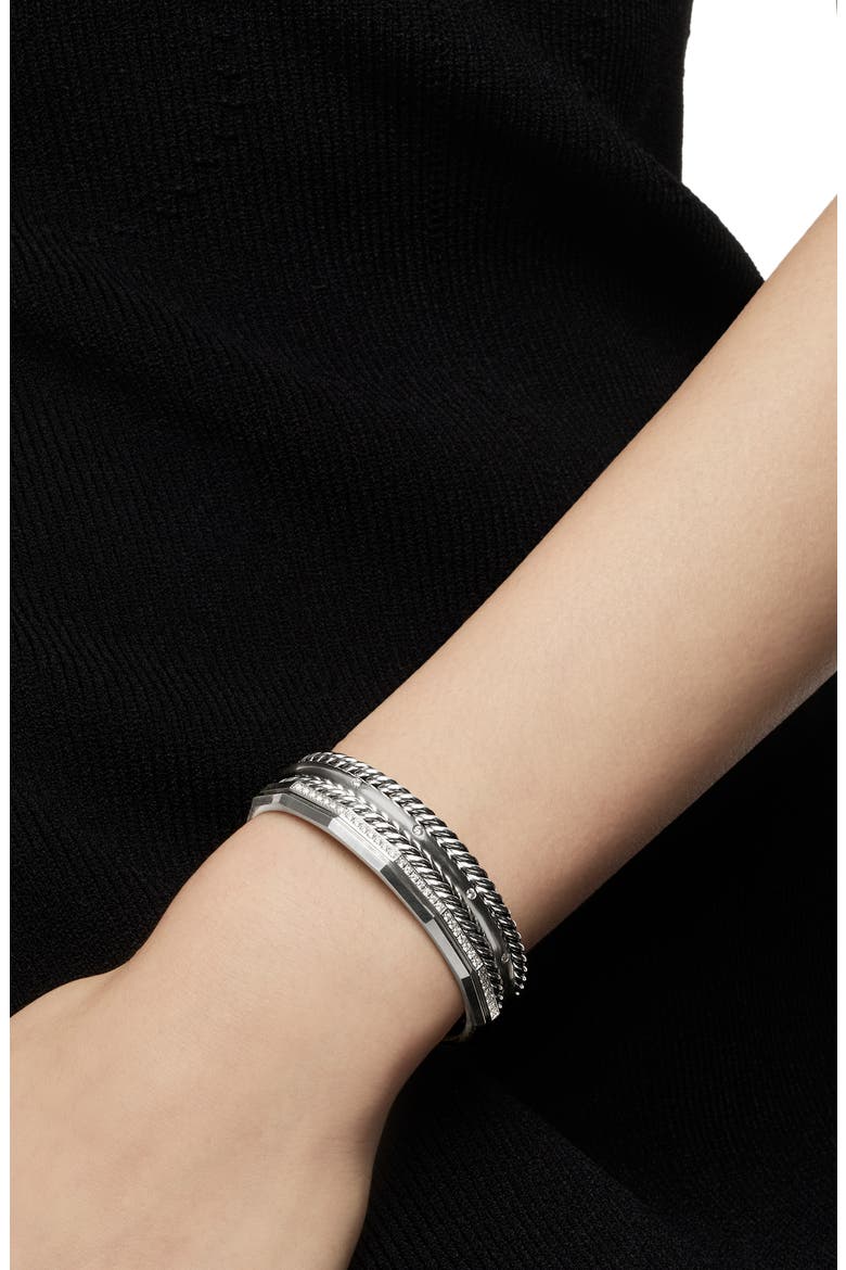 Stax Cuff Bracelet with Diamonds, Alternate, color, SILVER