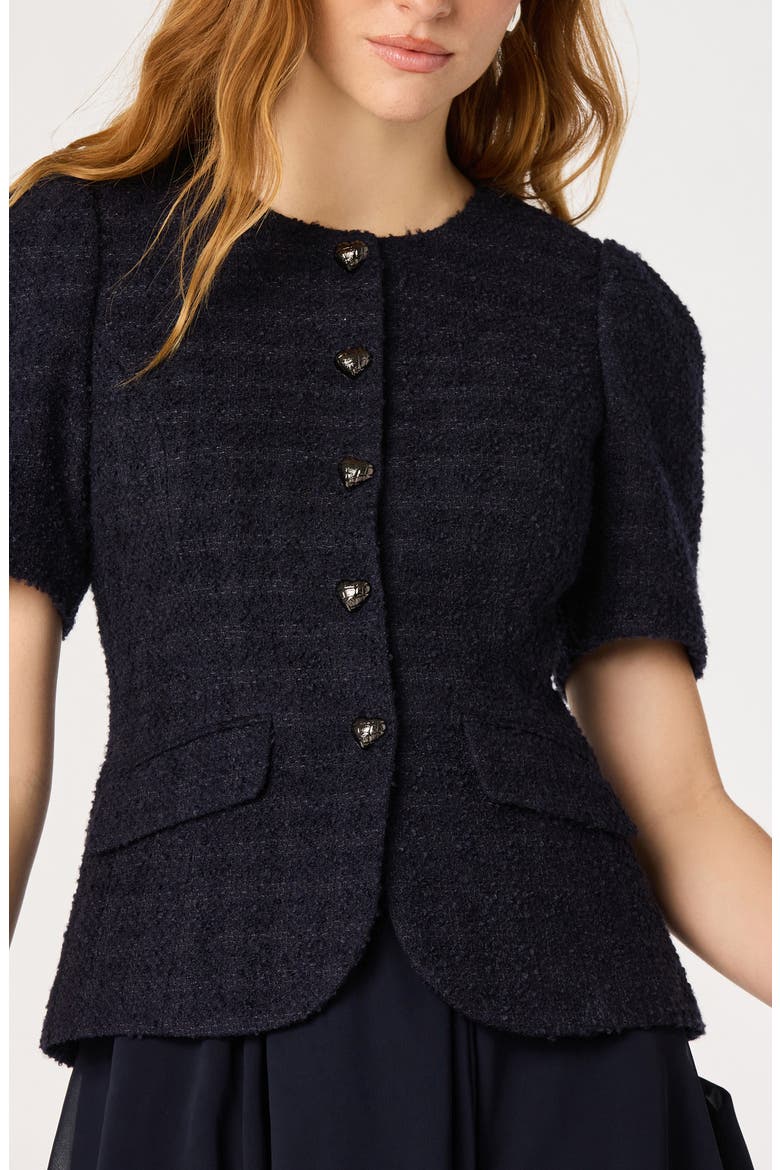 Ryleigh Tweed & Pleated Minidress, Alternate, color, NAVY