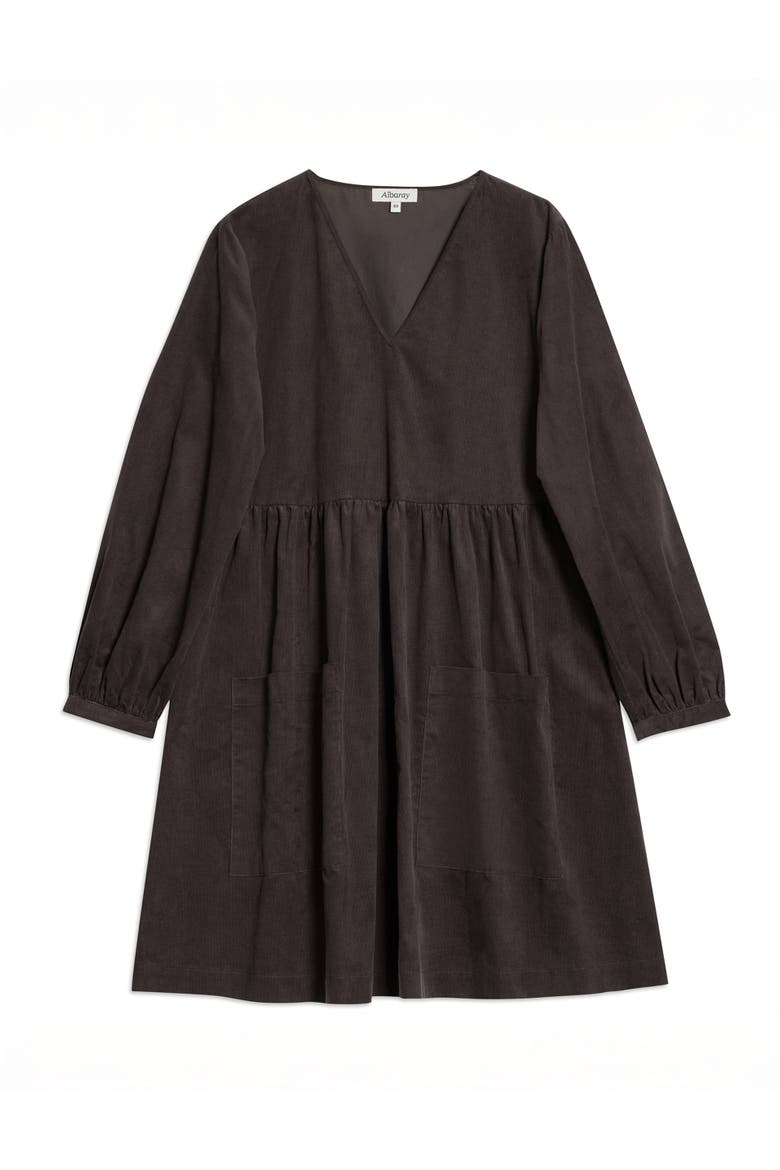 Short Cord Pocket Dress, Alternate, color, Chocolate