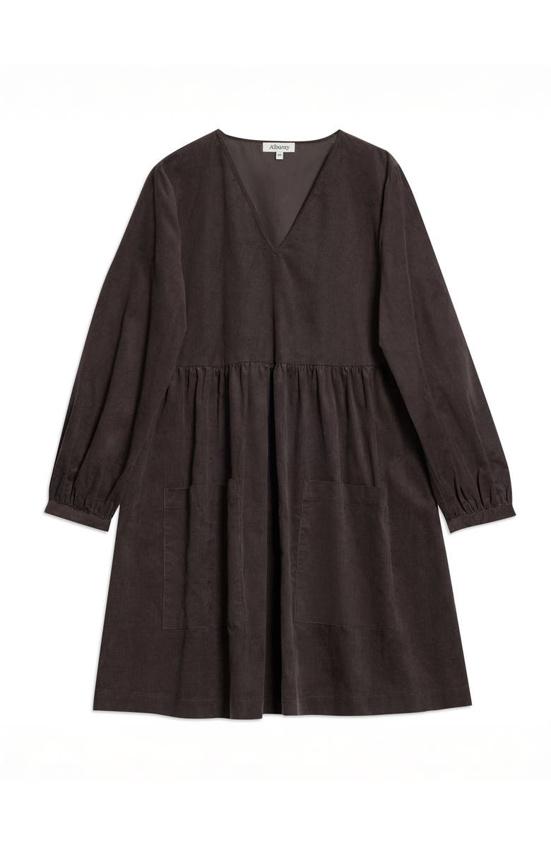 Albaray Short Cord Pocket Dress, Alternate, color, Chocolate