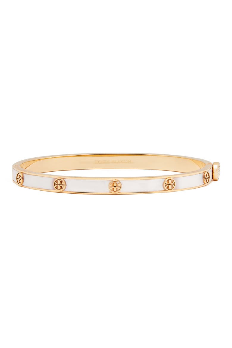 Thin Icon Mother of Pearl Bangle, Main, color, TORY GOLD / MOTHER OF PEARL