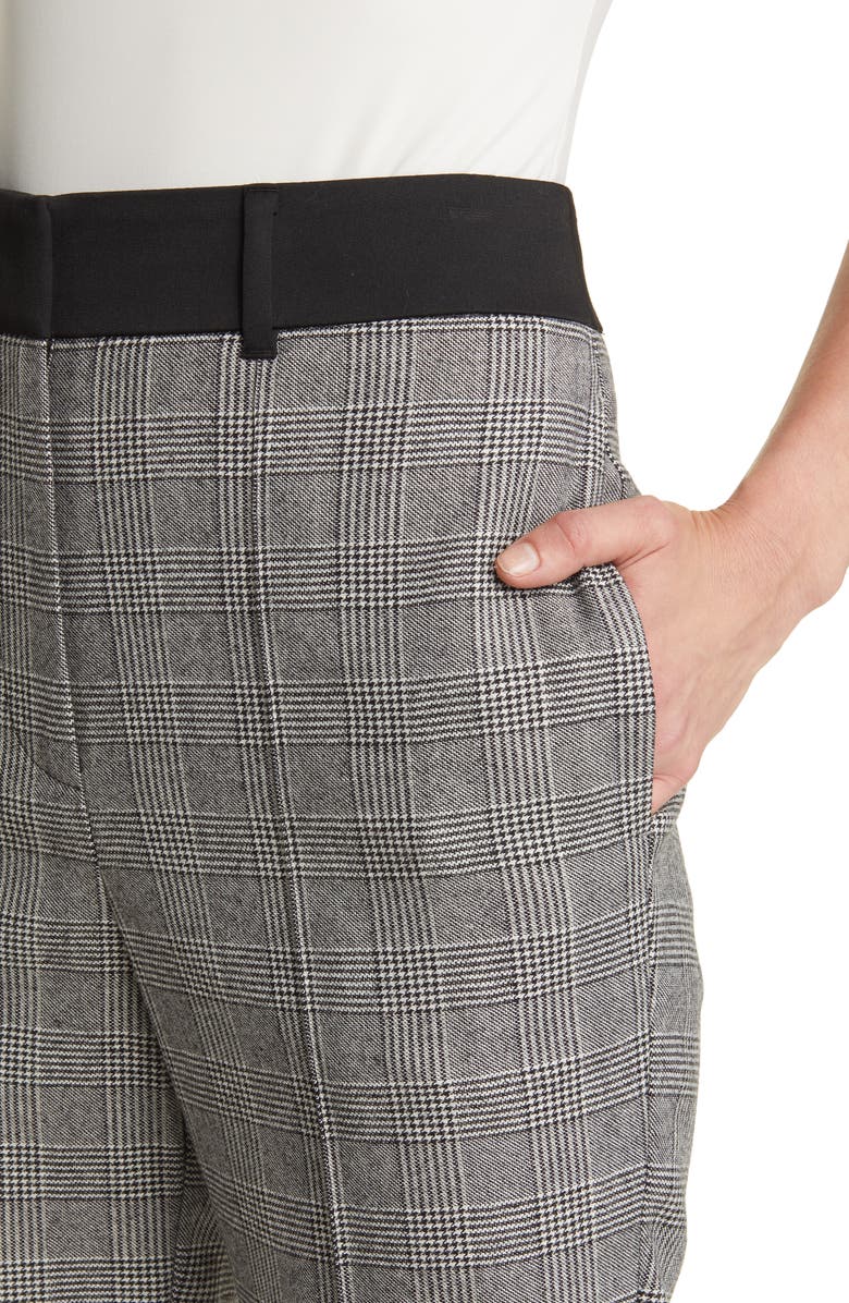 AllSaints Bea Check Wool Blend Crop Pants, Alternate, color, Grey