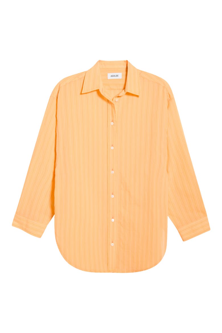 Sona Pinstripe Oversize Button-Up Shirt, Alternate, color, FONTANA STRIPE ORANGE SODA